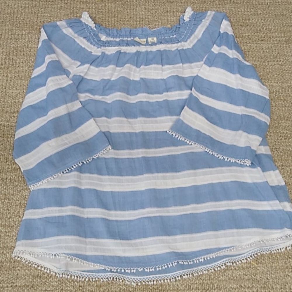 Fresh blue and white summer blouse